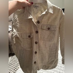 Madewell cream colored button down long sleeve shirt